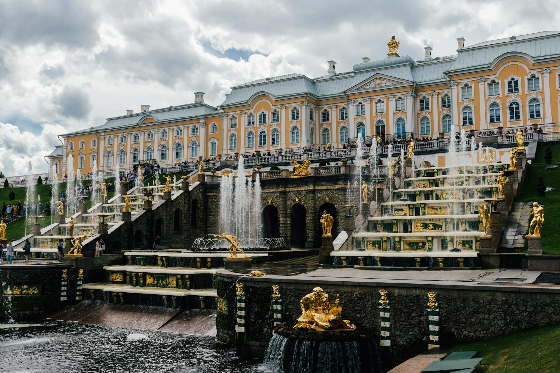 clouds over peterhof in saint petersburg