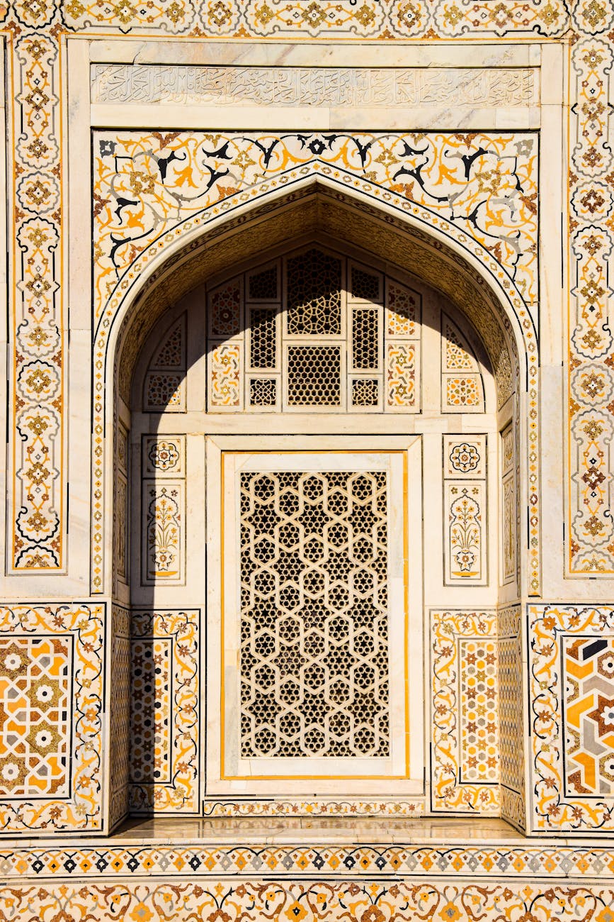 sunlit wall of itmad ud daula in agra