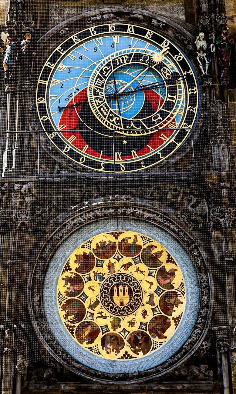 closeup of the prague astronomical clock