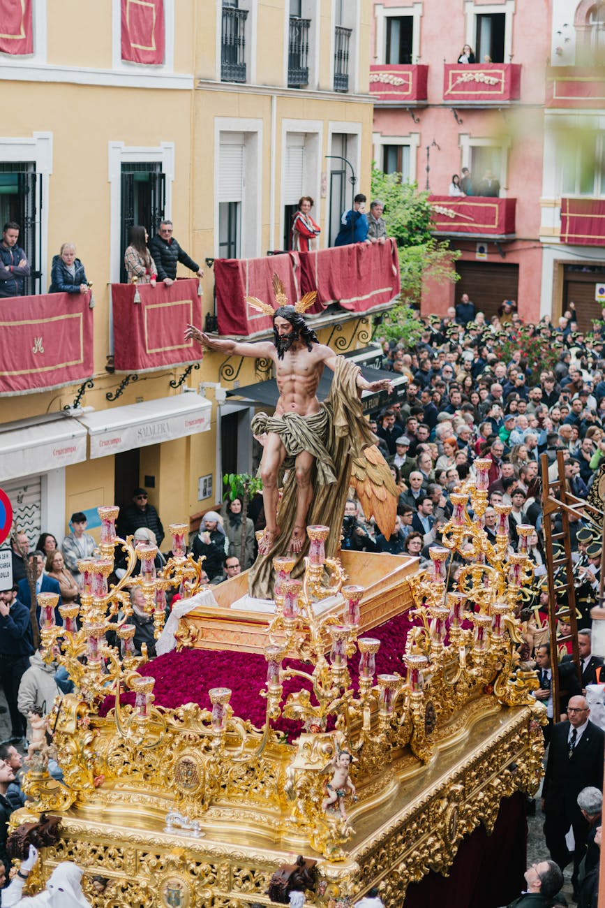 colorful semana santa procession in seville