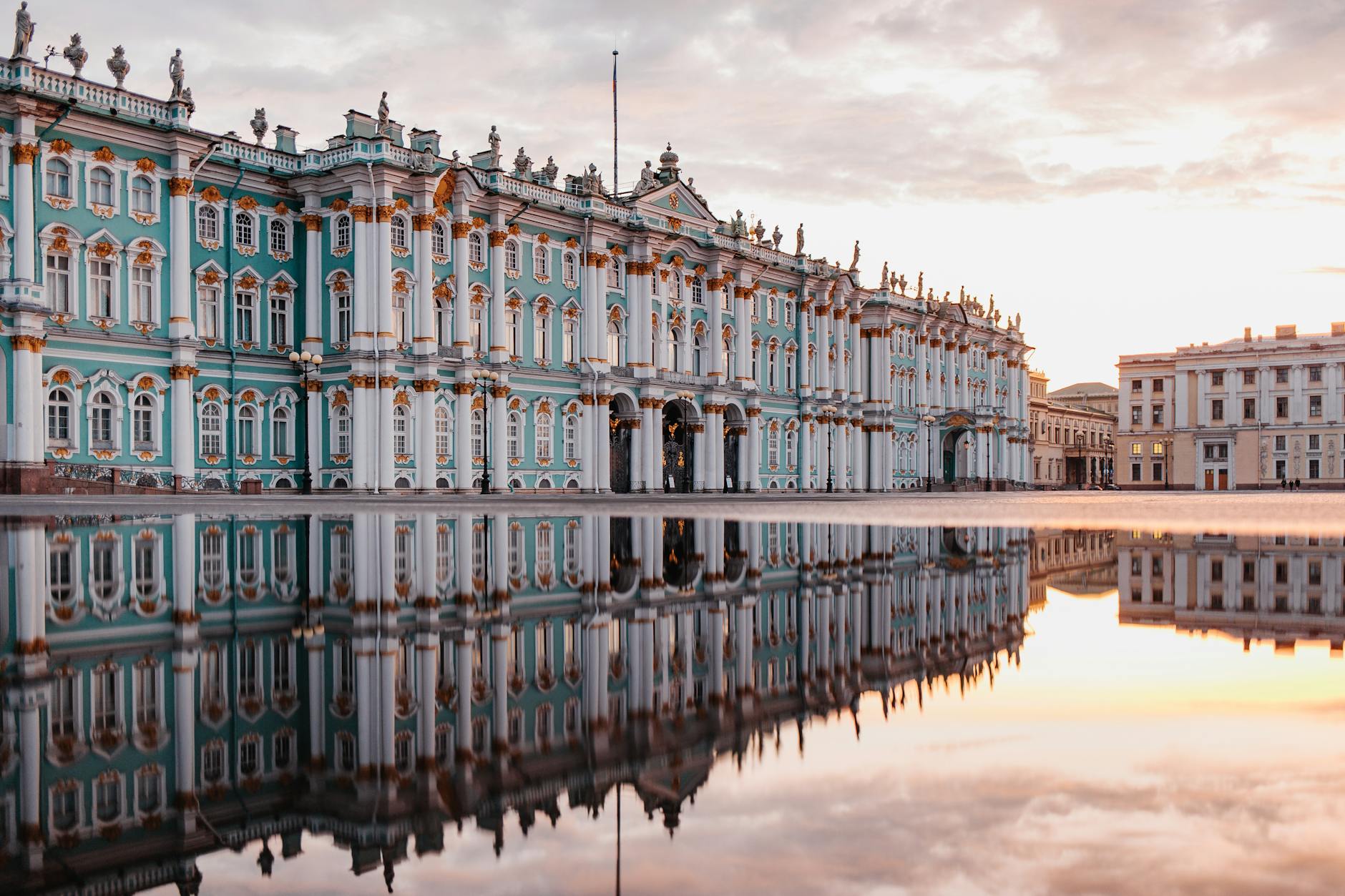 the exterior of winter palace in st petersburg russia