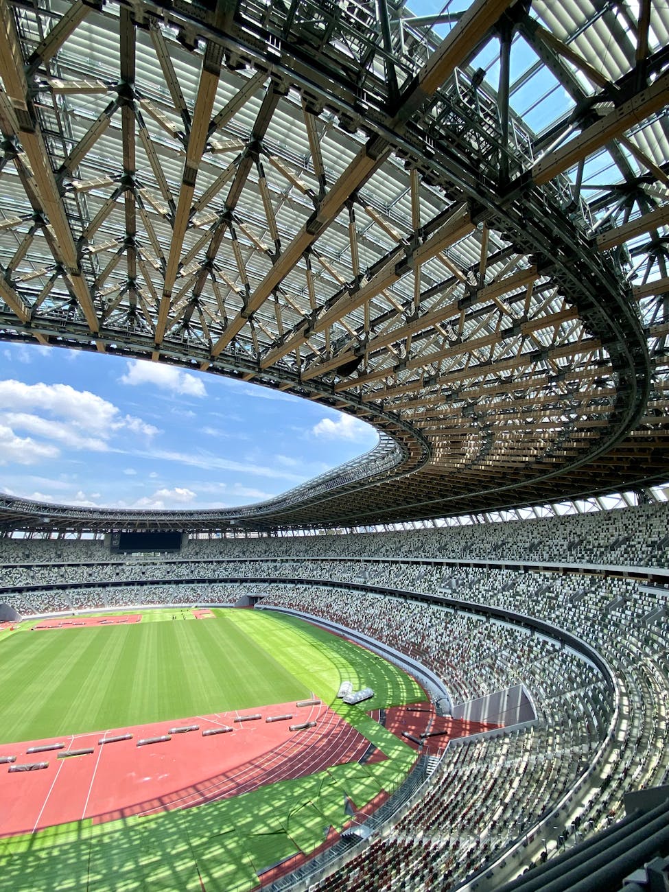 landscape photography of the japan national stadium