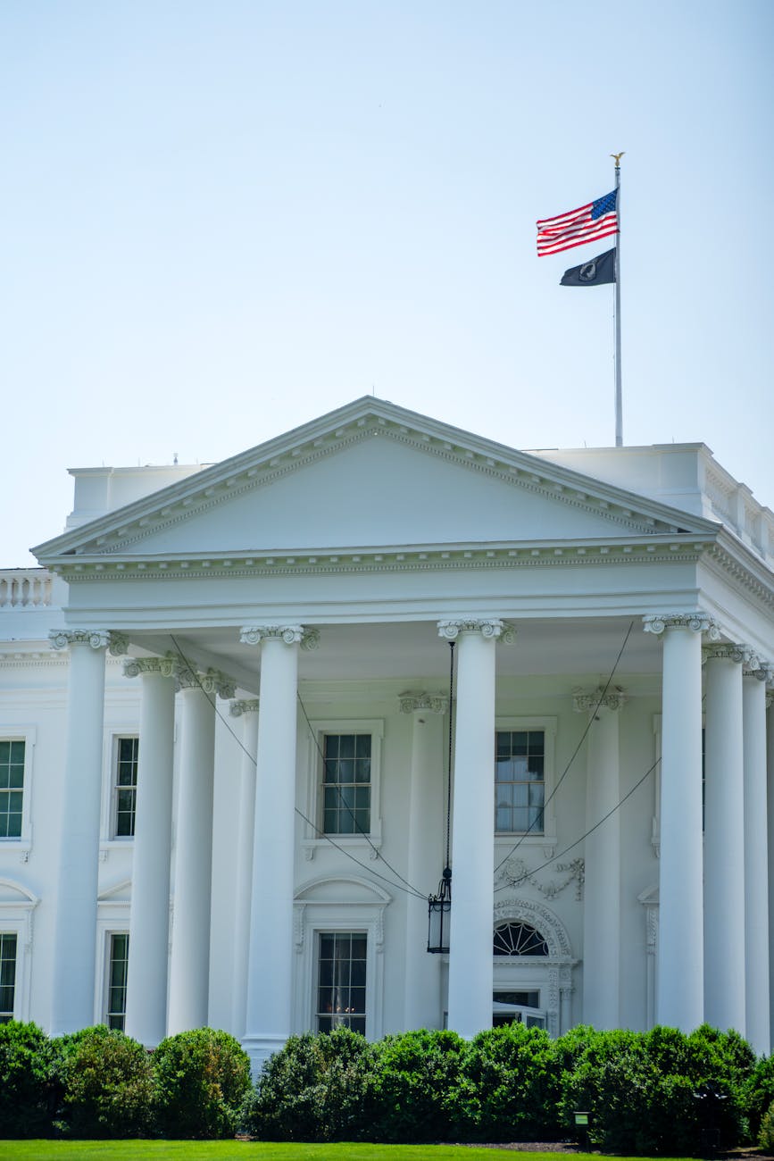 iconic white house exterior on a sunny day