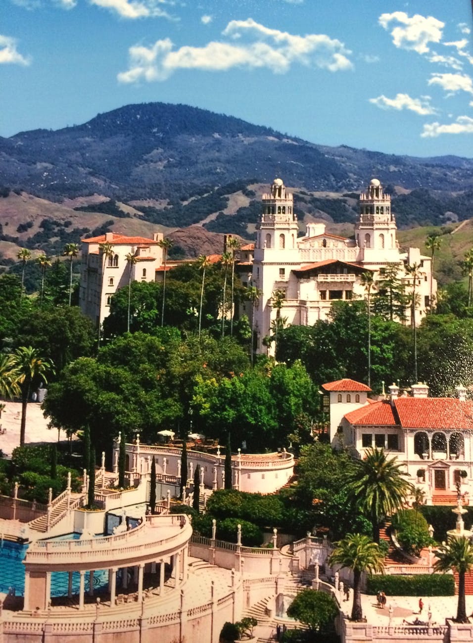aerial view of the hearst castle in california united states