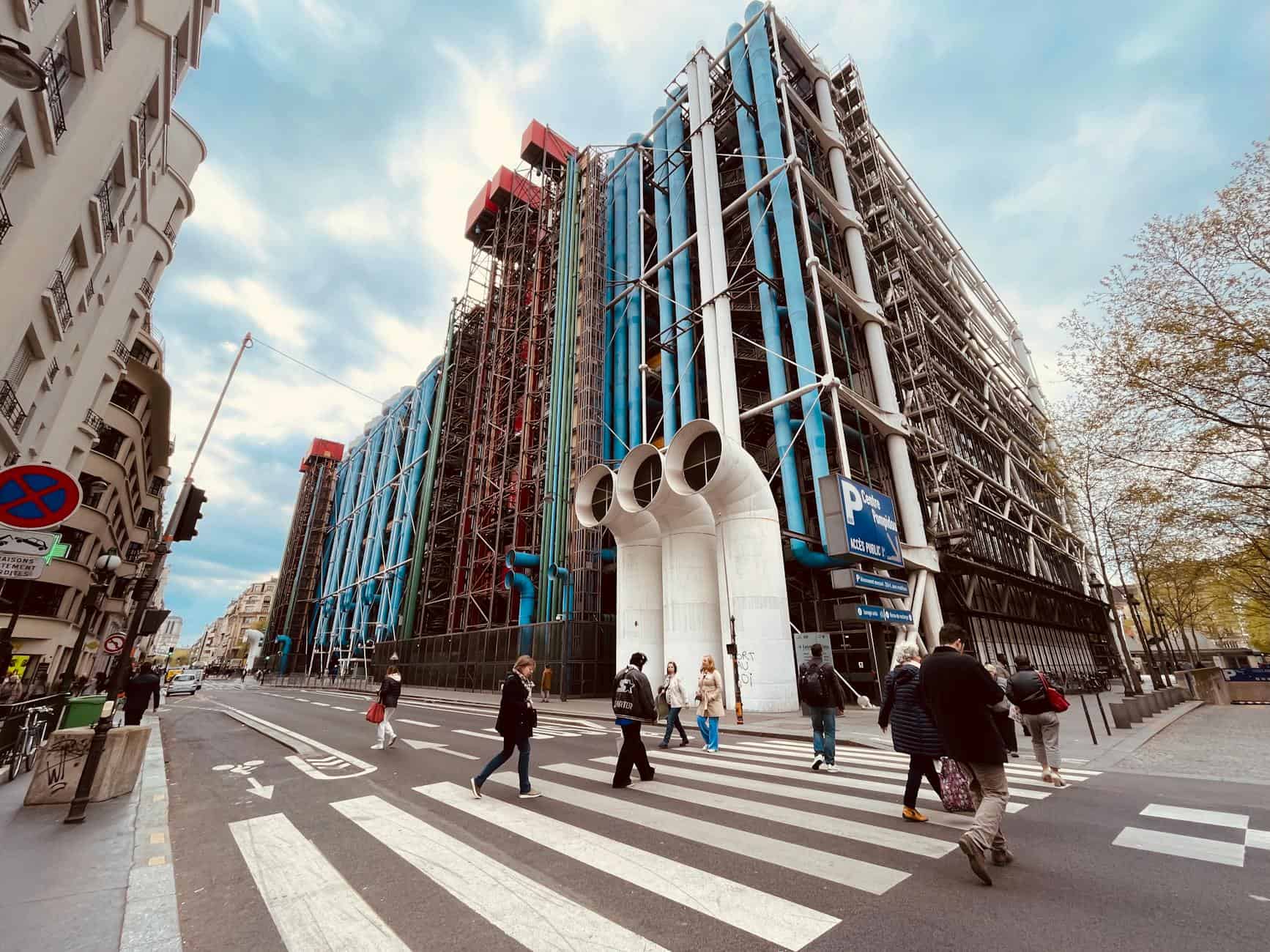 modern architectural street view of pompidou center