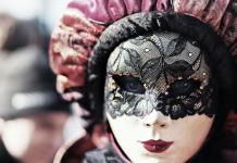 white black and maroon floral masquerade mask