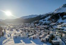 winter aerial view of davos switzerland