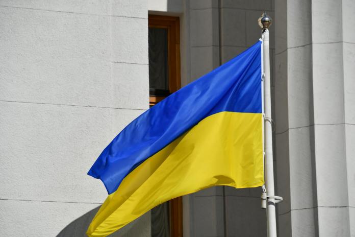 pexels-photo-15895134 ukrainian flag at building facade