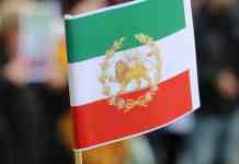 flag of iran with lion symbol