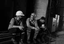 group of workers taking a break indoors